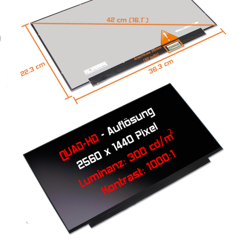 LED Display 16,1" 2560x1440 240Hz passend für BOE NE161QHM-NZ1