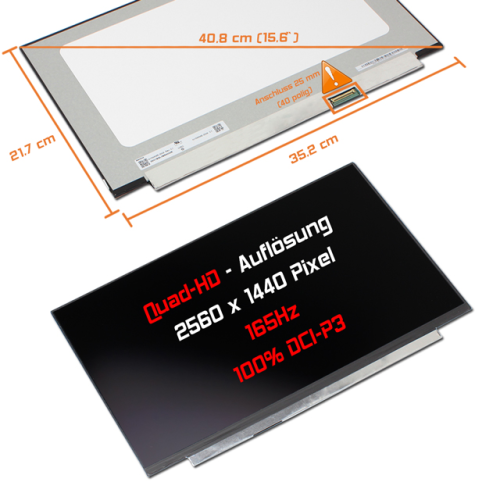 LED Display 15,6" 2560x1440 165Hz 100%sRGB passend für Aorus 15 YE5-54DEB34SH