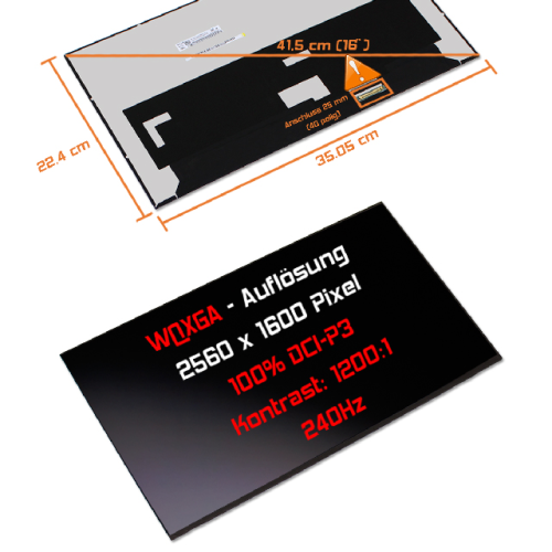 LED Display 16,0" 2560x1600 240Hz 100%sRGB passend für Asus Zephyrus M16 GU604VY