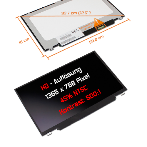 LED Display 12,5" 1366x768 passend für AUO B125XTN01.0 H/W:4A F/W:1