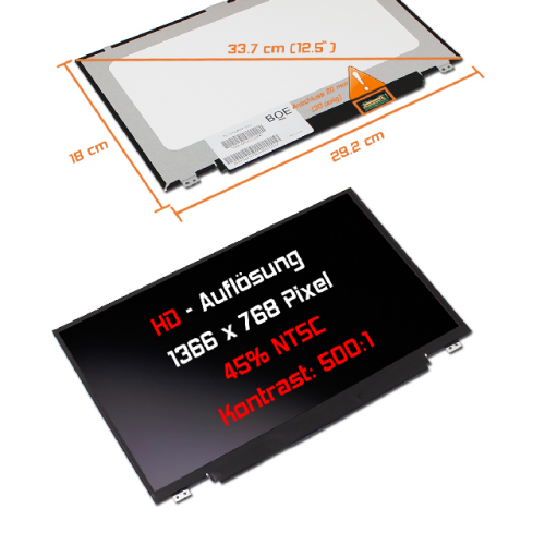 LED Display 12,5" 1366x768 passend für AUO B125XTN01.0 H/W:4A F/W:1