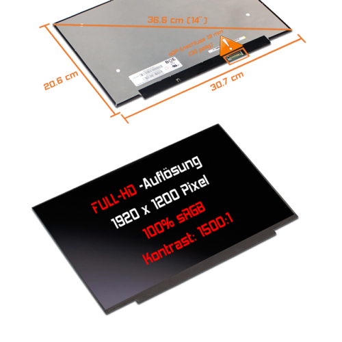 LED Display 14,0" 1920x1200 passend für BOE NE140WUM-N61 V8.0
