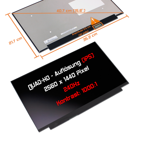LED Display 15,6" 2560x1440 240Hz 100%sRGB passend für Clevo PD50SND-G