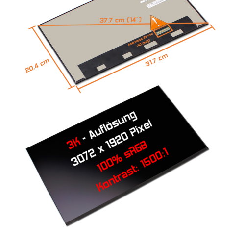 LED Display 14,5" 3072x1920 120Hz 100%sRGB passend für Lenovo Yoga Slim 7 Pro X 14IAH7