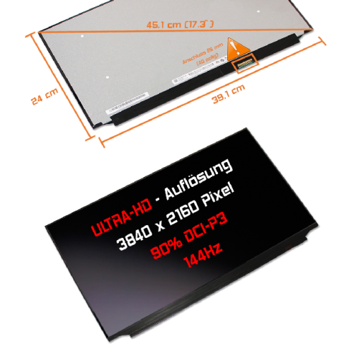 LED Display 17,3" 3840x2160 passend für MSI Stealth 17 Studio AV13VH