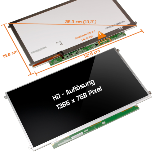 LED Display 13,3" 1366x768 glossy passend für AUO B133XW01 V.2
