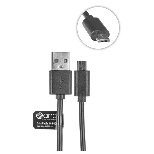 anco microUSB Daten- und Ladekabel 1,8m - black