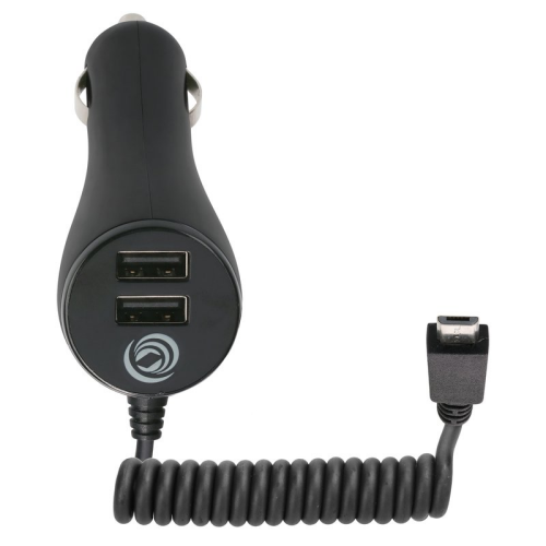 anco Autoladekabel microUSB mit 2x Hochleistungs USB-A Ports 3,1A - black