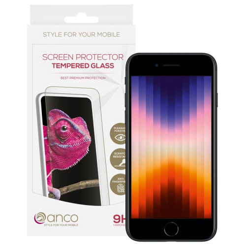 anco Tempered Glass Fullscreen für Apple iPhone SE 2020, SE 2022 - black