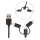 anco 3in1 USB-A auf microUSB + USB-C auf Lightning Daten- und Ladekabel MFI 1m - black