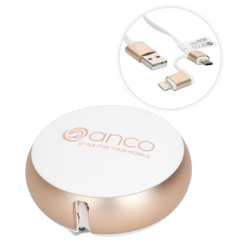 anco Datenkabel Automatic 2in1 USB auf microUSB und Lightning 1m - gold