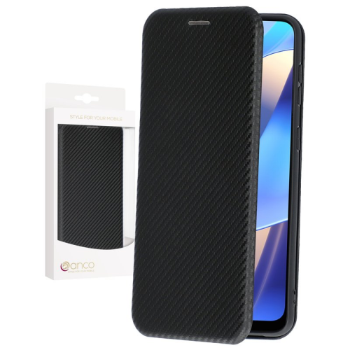anco Bookcase Carbon Style für OPPO A16, A16s - black