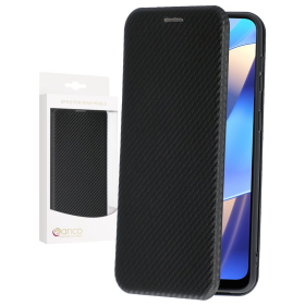 anco Bookcase Carbon Style für OPPO A16, A16s - black