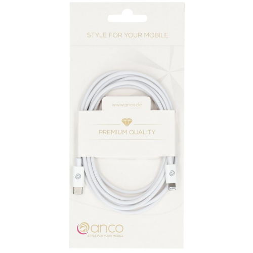 anco USB-C auf Lightning Daten- und Ladekabel MFI 2m Retail-Box - white