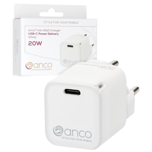 anco mini Wall Charger USB-C Power Delivery 20W - white