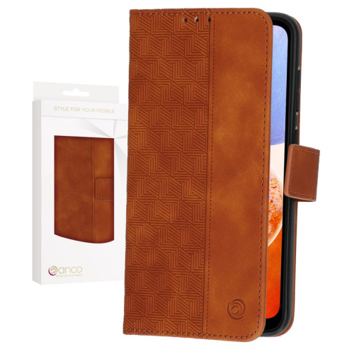 anco Bookcase Geometric für A145R, A146P Samsung Galaxy A14, A14 5G - brown