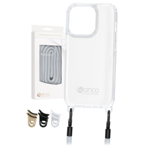 anco Lanyard Protect Case für Apple iPhone 14 Pro - transparent / grey