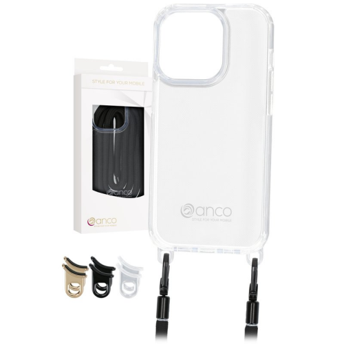 anco Lanyard Protect Case für Apple iPhone 15 Pro - transparent / black