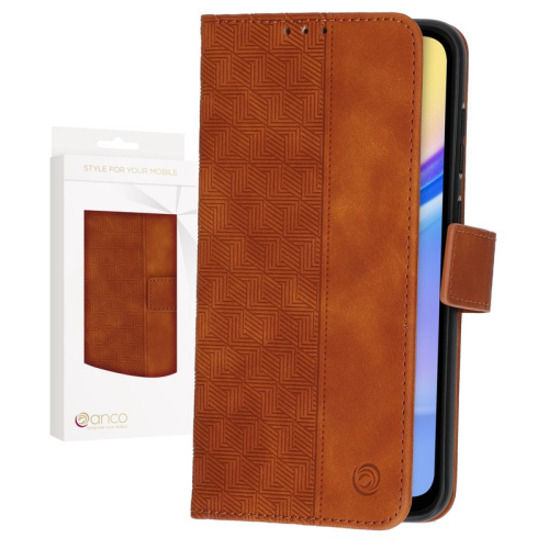 anco Bookcase Geometric für A155F, A156B Samsung Galaxy A15, A15 5G - brown
