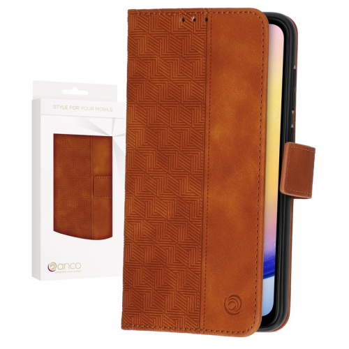 anco Bookcase Geometric für A256B Samsung Galaxy A25 5G - brown