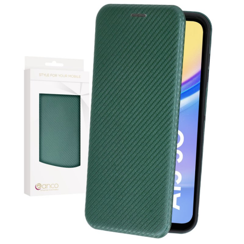 anco Bookcase Carbon Optic für A155F, A156B Samsung Galaxy A15, A15 5G - green