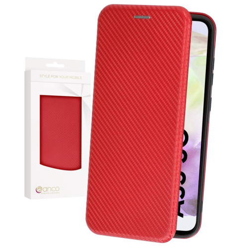 anco Bookcase Carbon Optic für A356B Samsung Galaxy A35 5G - red