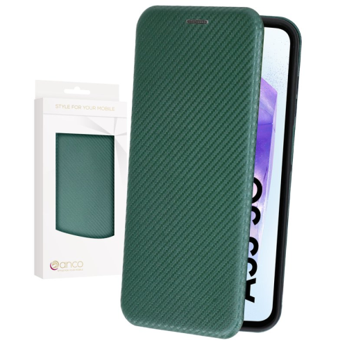 anco Bookcase Carbon Optic für A556B Samsung Galaxy A55 5G - green