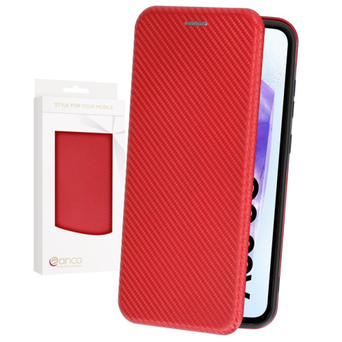 anco Bookcase Carbon Optic für A556B Samsung Galaxy A55 5G - red