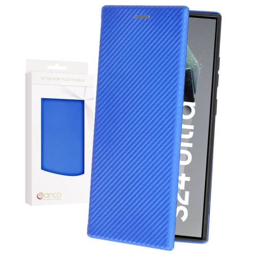 anco Bookcase Carbon Optic für S928B Samsung Galaxy S24 Ultra - blue