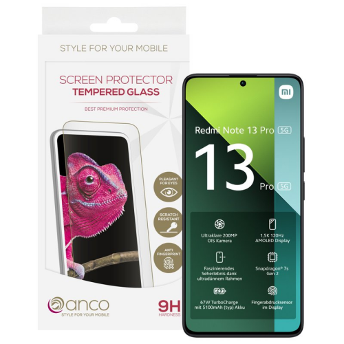 anco Tempered Glass Fullscreen für Xiaomi Redmi Note 13 Pro 4G, 5G