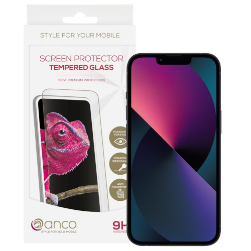 anco Tempered Glass Fullscreen für Apple iPhone 13, 13 Pro, 14, 16e - black