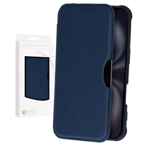 anco Bookcase Carbon Look für Apple iPhone 16 - blue