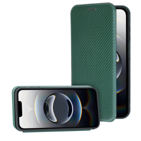 anco Bookcase Carbon Optic für Apple iPhone 16e - green
