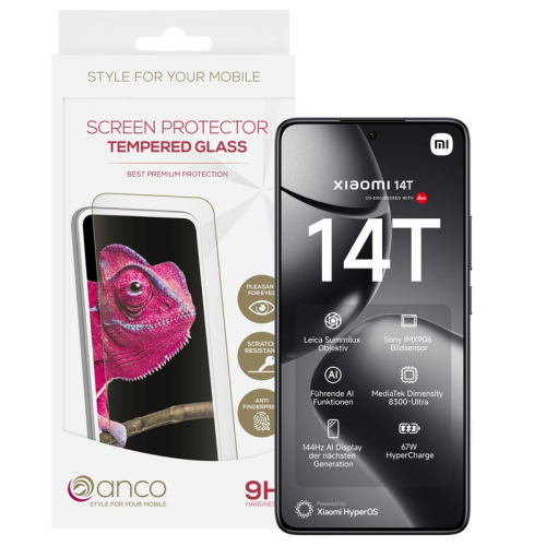 anco Tempered Glass Fullscreen für Xiaomi 14T, 14T Pro - black
