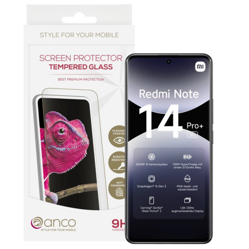 anco Tempered Glass Fullscreen für Xiaomi Redmi Note 14 Pro+ 5G - black