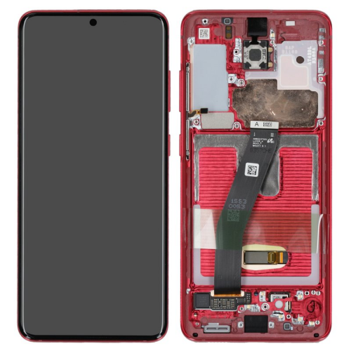 Display Modul mit Rahmen und Toucheinheit keine Kamera aura red/rot GH82-22123E für Samsung Galaxy S20 SM-G980F