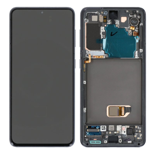 Display Modul mit Rahmen und Toucheinheit keine Kamera phantom grey/gray/grau GH82-27255A für Samsung Galaxy S21 5G SM-G991B