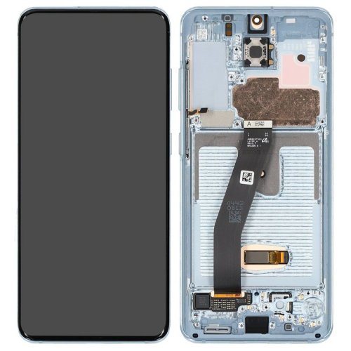 Display Modul mit Rahmen und Toucheinheit keine Kamera cloud blue/blau GH82-31432D für Samsung Galaxy S20 5G SM-G981B