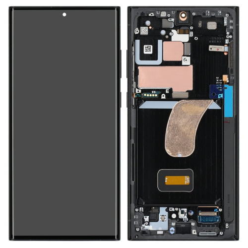 Display Modul mit Rahmen und Toucheinheit Einheit graphite, red/rot GH82-30466E-SA für Samsung Galaxy S23 Ultra SM-S918B