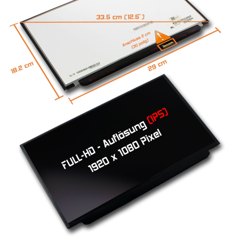 LED Display 12,5" 1920x1080 matt passend für LG Display LP125WF2 (SP)(B2)