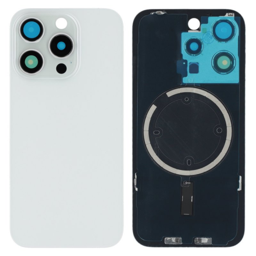 Batteriedeckel Rückseite Akkudeckel w/o Logo white/weiß titanium für Apple iPhone 15 Pro (A3102)