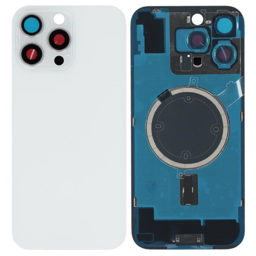 Batteriedeckel Rückseite Akkudeckel w/o Logo white/weiß titanium für Apple iPhone 16 Pro Max (A3296)