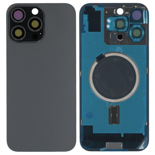 Batteriedeckel Rückseite Akkudeckel ohne Logo black/schwarz titanium für Apple iPhone 16 Pro Max (A3296)