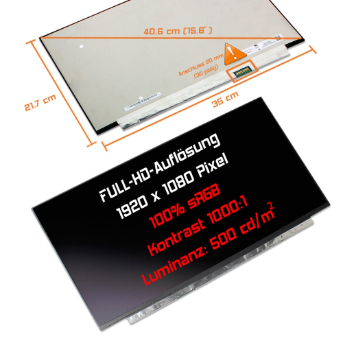 LED Display 15,6" 1920x1080 100%sRGB passend für AUO B156HAN02.1 H/W:KA