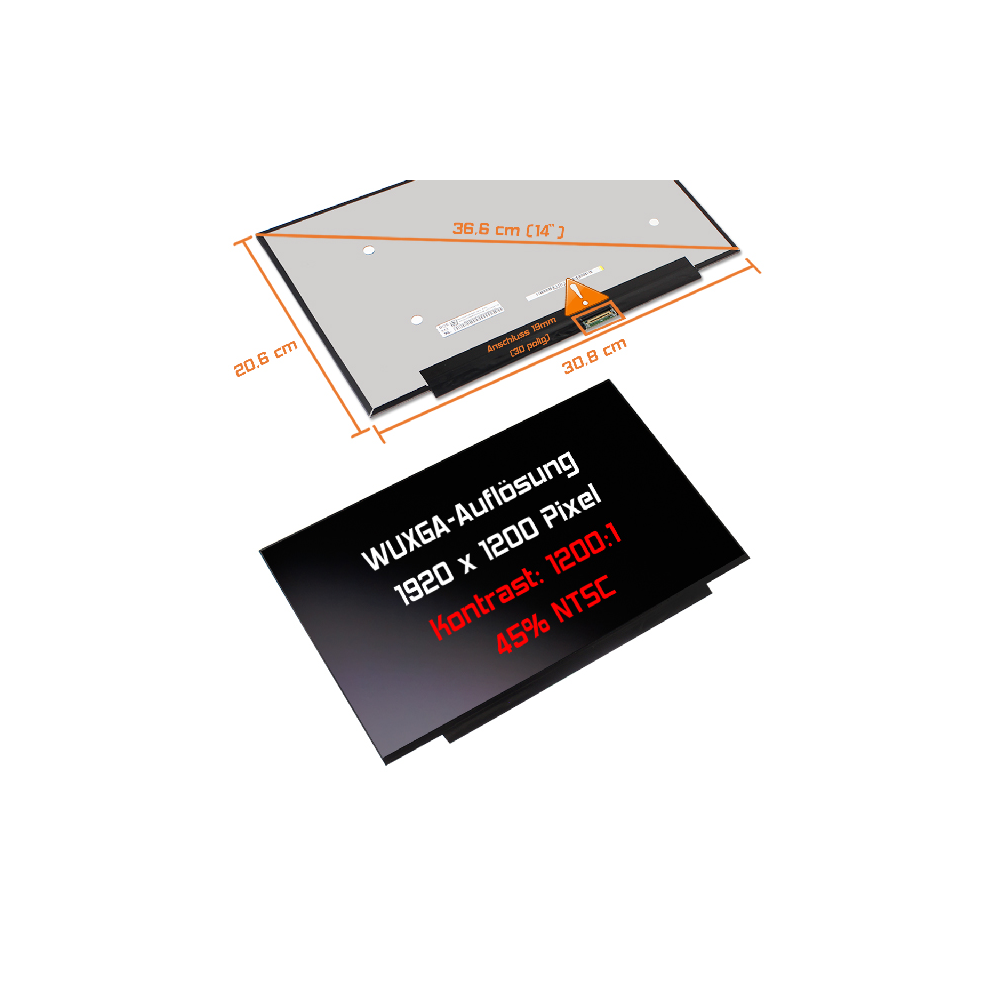 Dalle écran LCD Dell 14" WUXGA IPS - Référence N140JCA-EEL Rev.C2, Résolution 1920x1200, Connecteur 30 Pins