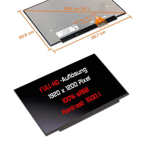 LED Display 14,0" 1920x1200 100%sRGB passend für HP SPS M30902-001