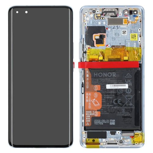 Display Modul mit Rahmen und Toucheinheit + Batterie cyan 0235ACGL für Honor Magic4 Pro (LGE-NX9, LGE-N49B, LGE-N19B, LGE-AN10)