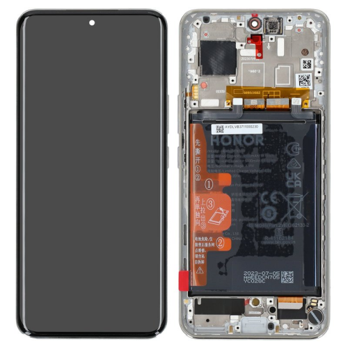 Display Modul mit Rahmen und Toucheinheit + Batterie diamond silver/silber 0235AGDR für Honor 90 (REA-NX9)