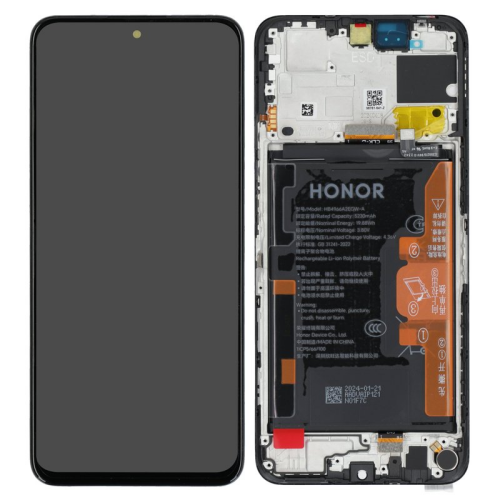 Display Modul mit Rahmen und Toucheinheit + Batterie midnight black/schwarz 0235AHDQ für Honor 90 Smart (CLK-NX3, CLK-NX1)