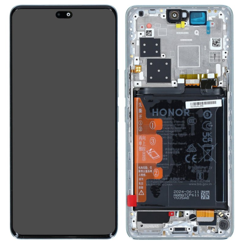 Display Modul mit Rahmen und Toucheinheit + Batterie ocean cyan 0235ALRE für Honor 200 Pro 5G (ELP-AN00)